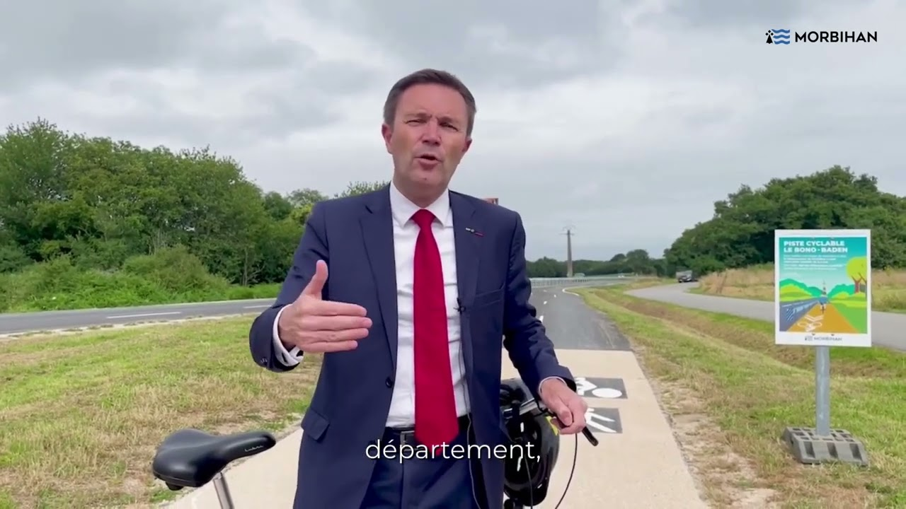 Ouvrir le lecteur video « INAUGURATION_DE_LA_VOIE_CYCLABLE_LE_BONO_-_BADEN_-_Interview_David_Lappartient.youtube »